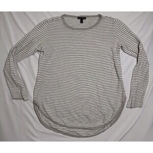 Eileen Fisher Sweater Organic Linen Blend‎ Striped Gray Pullover Size Small